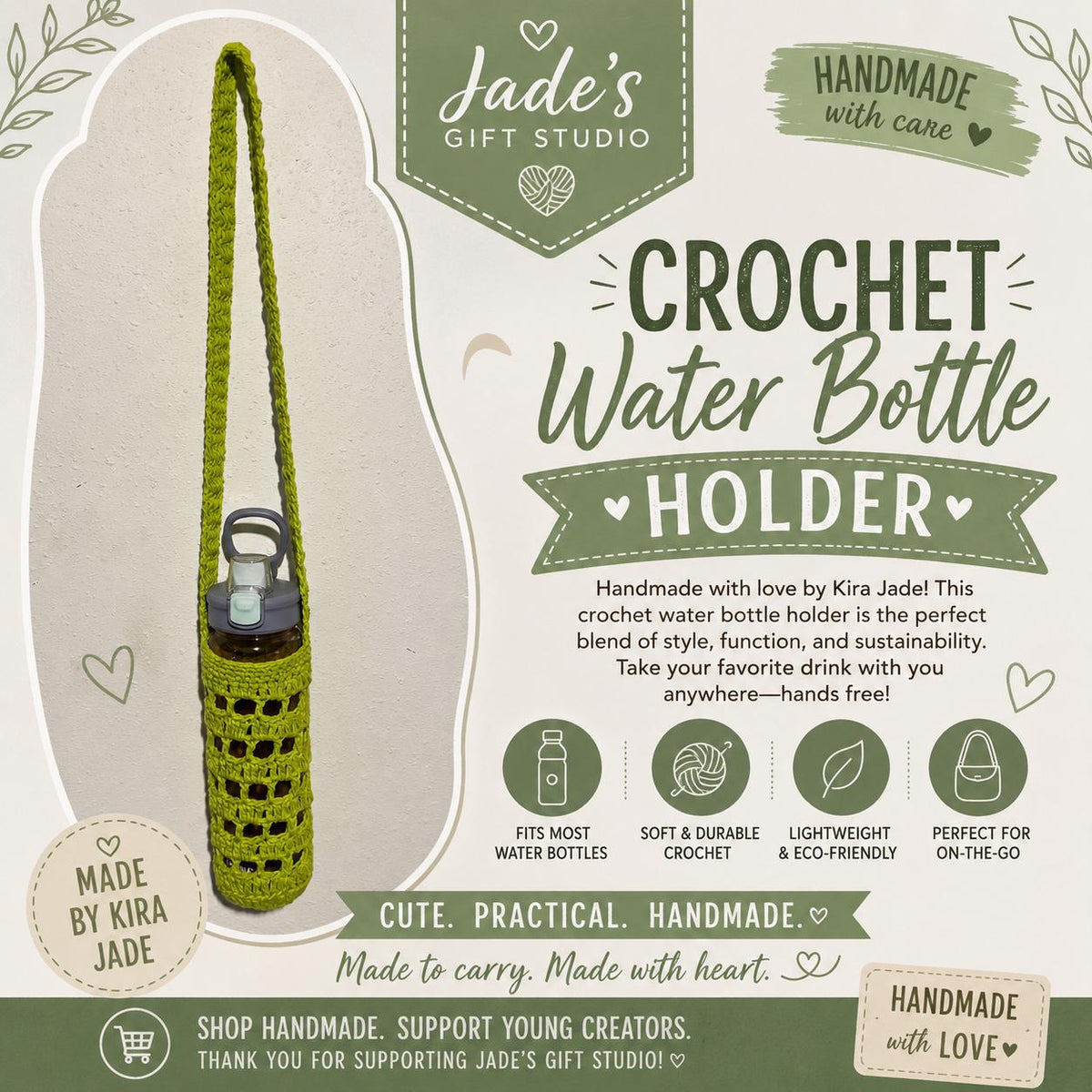 Handmade Crochet Water Bottle Holder