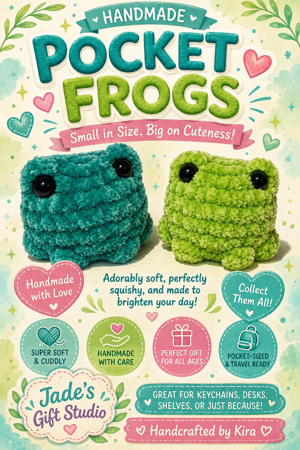 Handmade Crochet Frog Plush Toy – Amigurumi Stuffed Animal, Multiple Colors