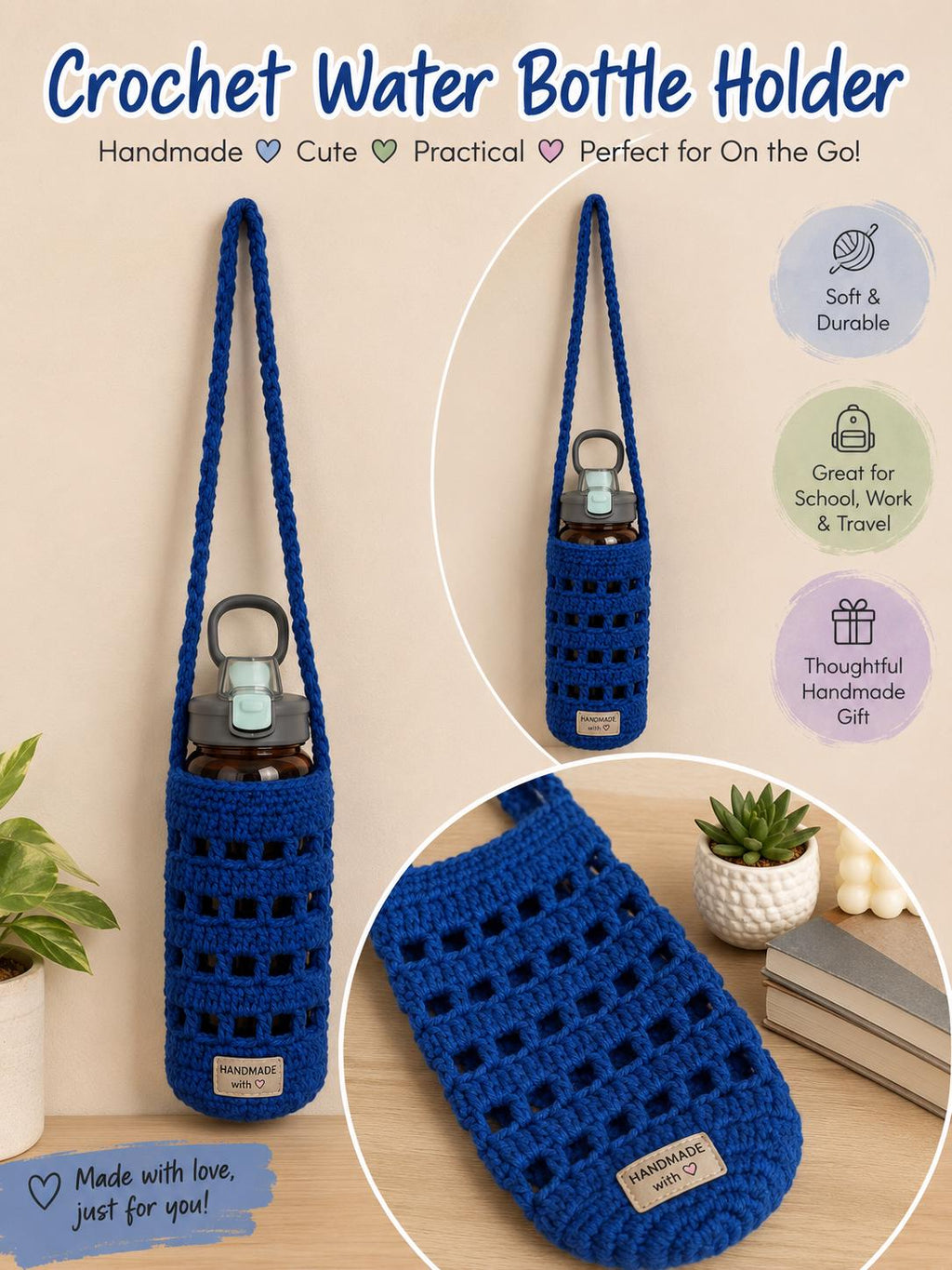 Handmade Crochet Water Bottle Holder