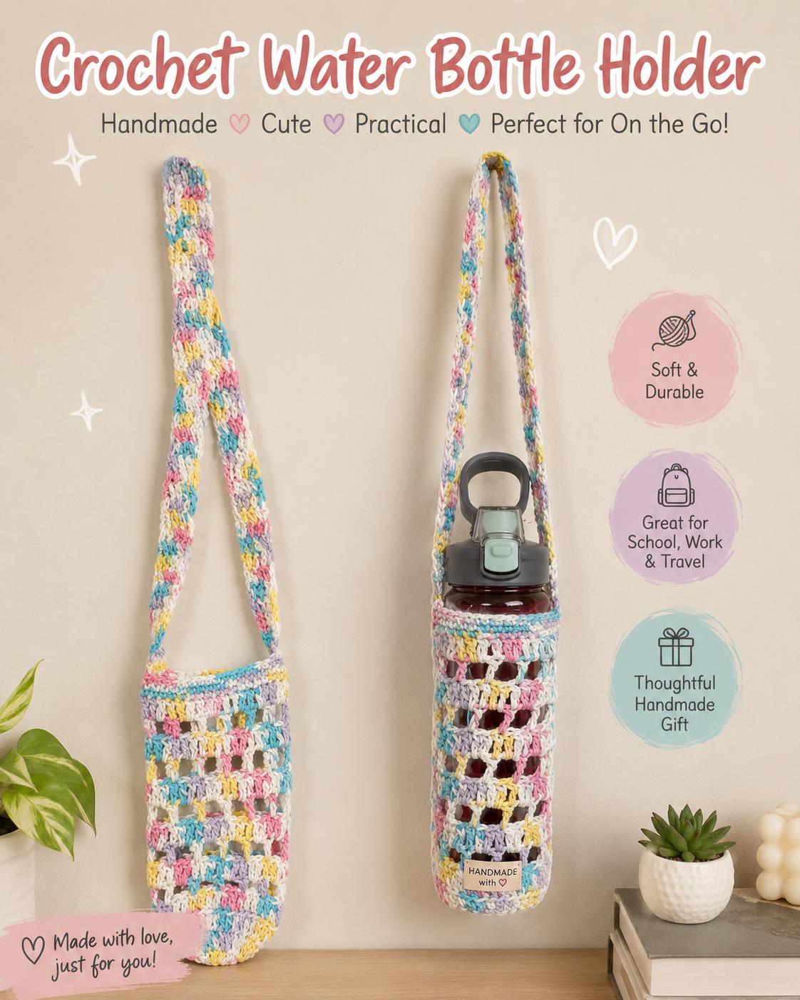Handmade Crochet Water Bottle Holder