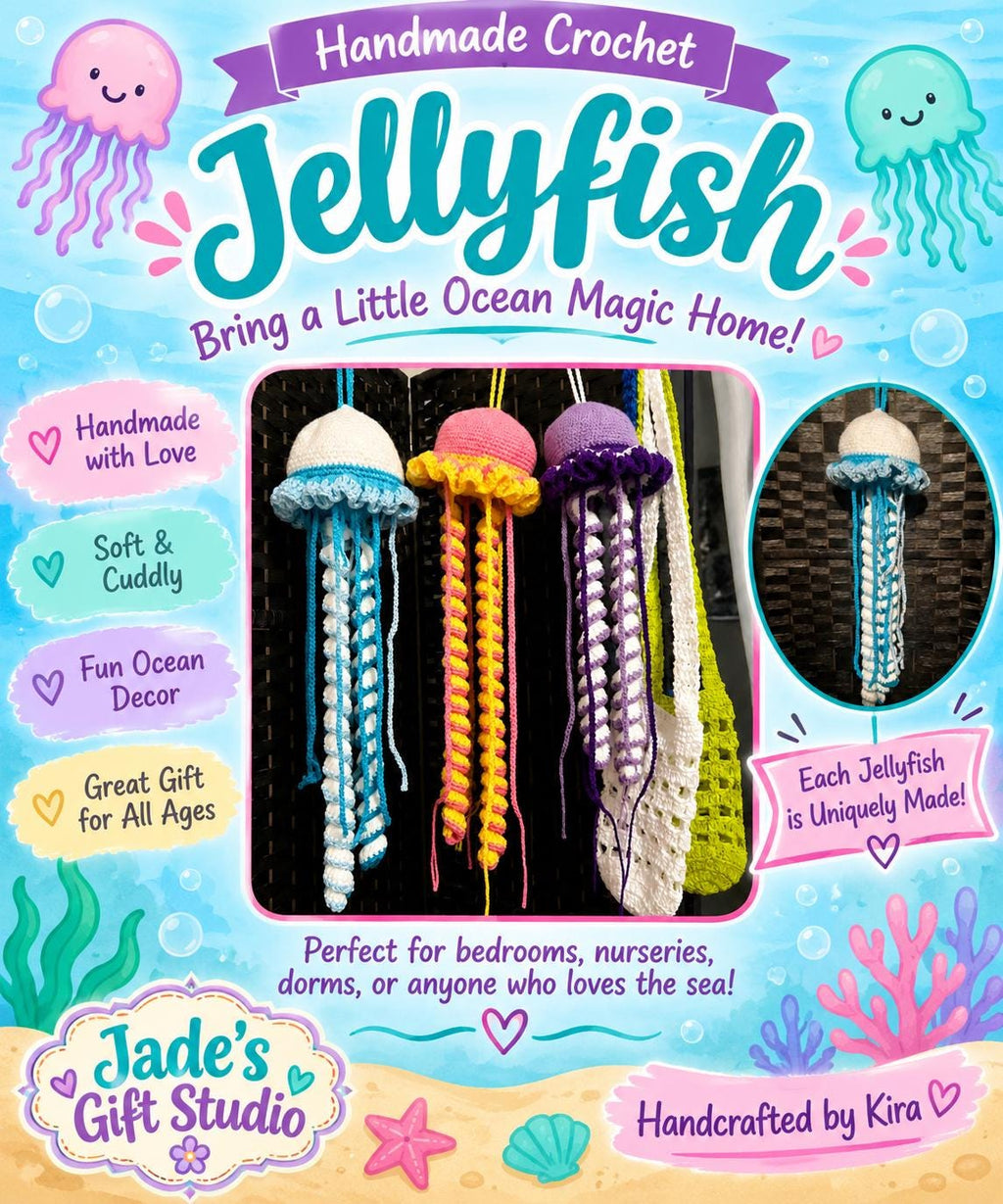 Handmade Crochet Jellyfish Plush – Ocean Amigurumi Stuffed Toy, Gift for Kids