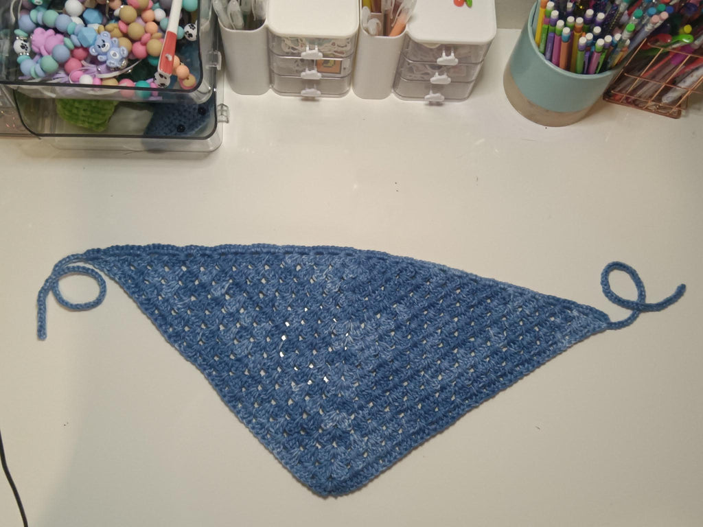 Handmade Crochet Bandana: Granny Stitch, Adjustable Ties, Soft Yarn Accessory