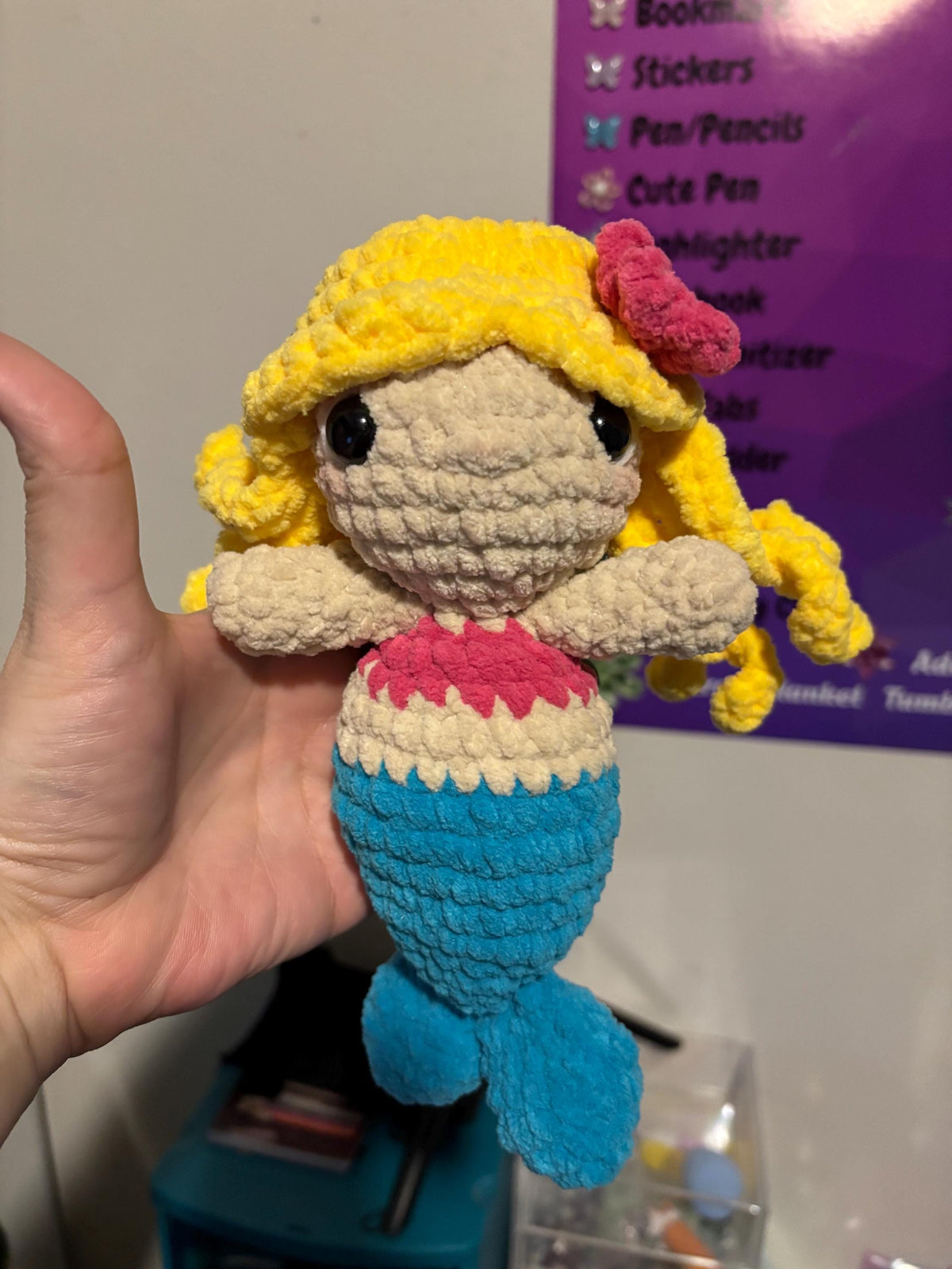 Handmade Crochet Mermaid Plush Toy – Amigurumi Doll, Unique Gift for Kids