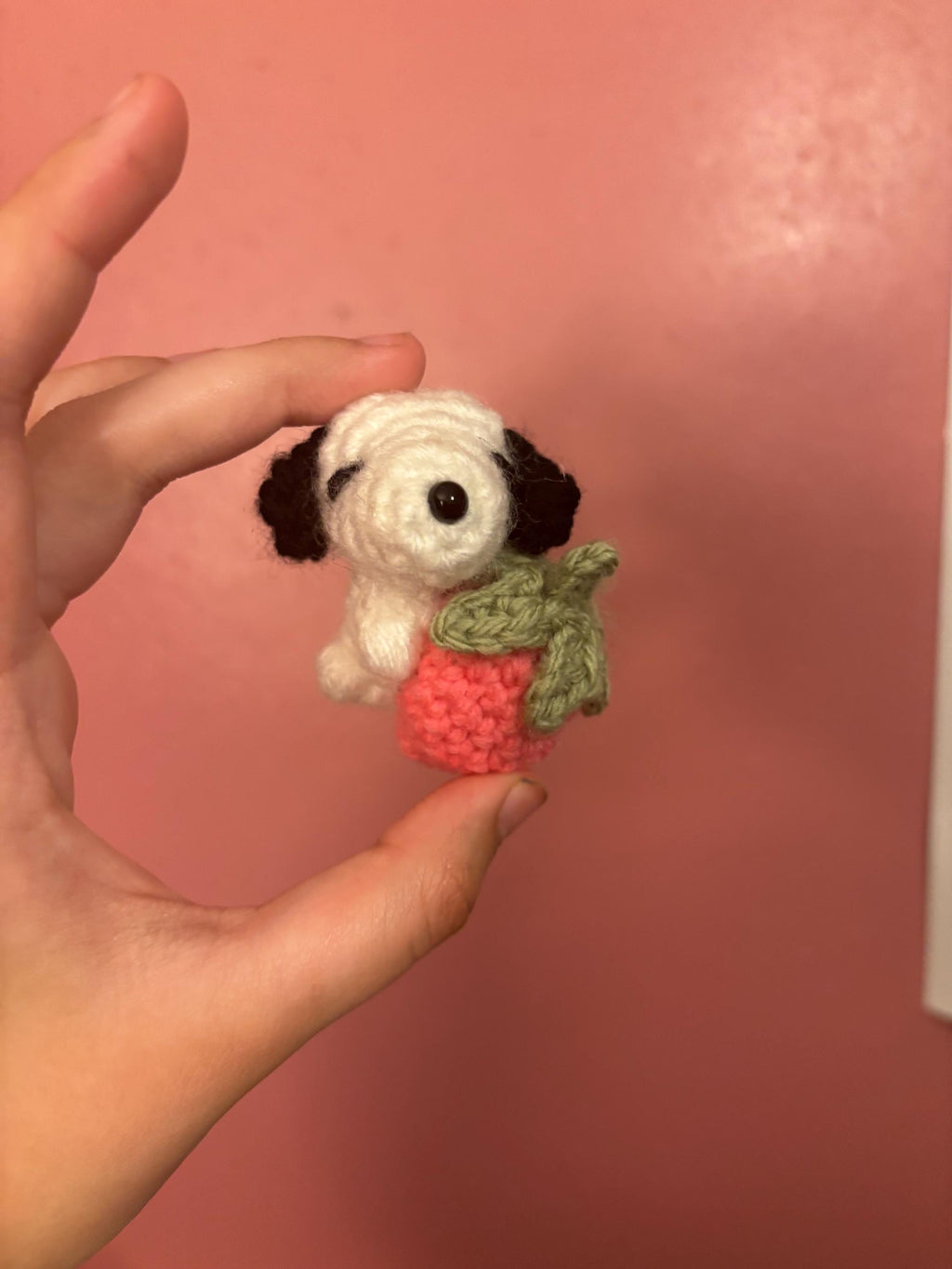 Crochet Strawberry Puppy Plush – Cute Amigurumi Toy, Handmade Gift for Her