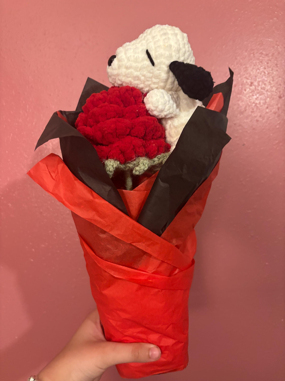 Crochet Flower Bouquet Puppy Plush – Floral Amigurumi, Handmade Gift for Girls